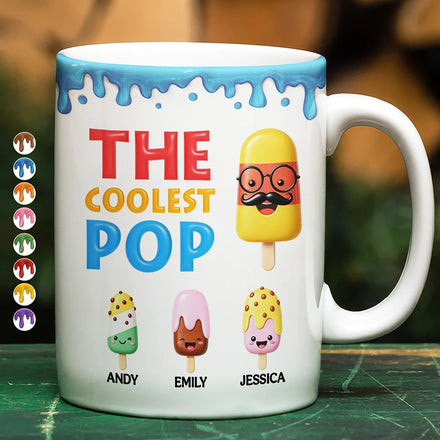 The Coolest Pop Grandpa Dad - Personalized White Edge-to-Edge Mug