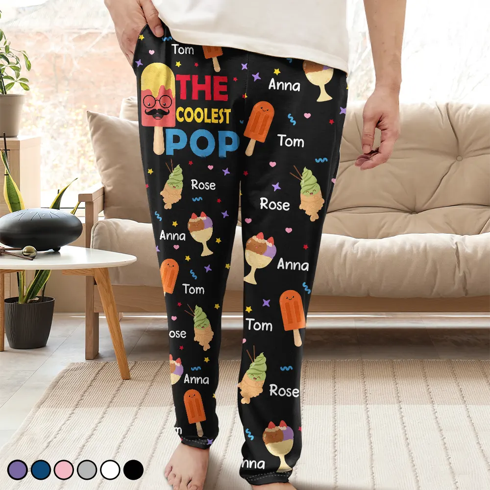 Gift For Grandpa,Gift For Grandparents,Gift For Grandma,Gift For Father,Gift For Mother,Happy - The Coolest Pop Nana - Personalized Pajama Pants
