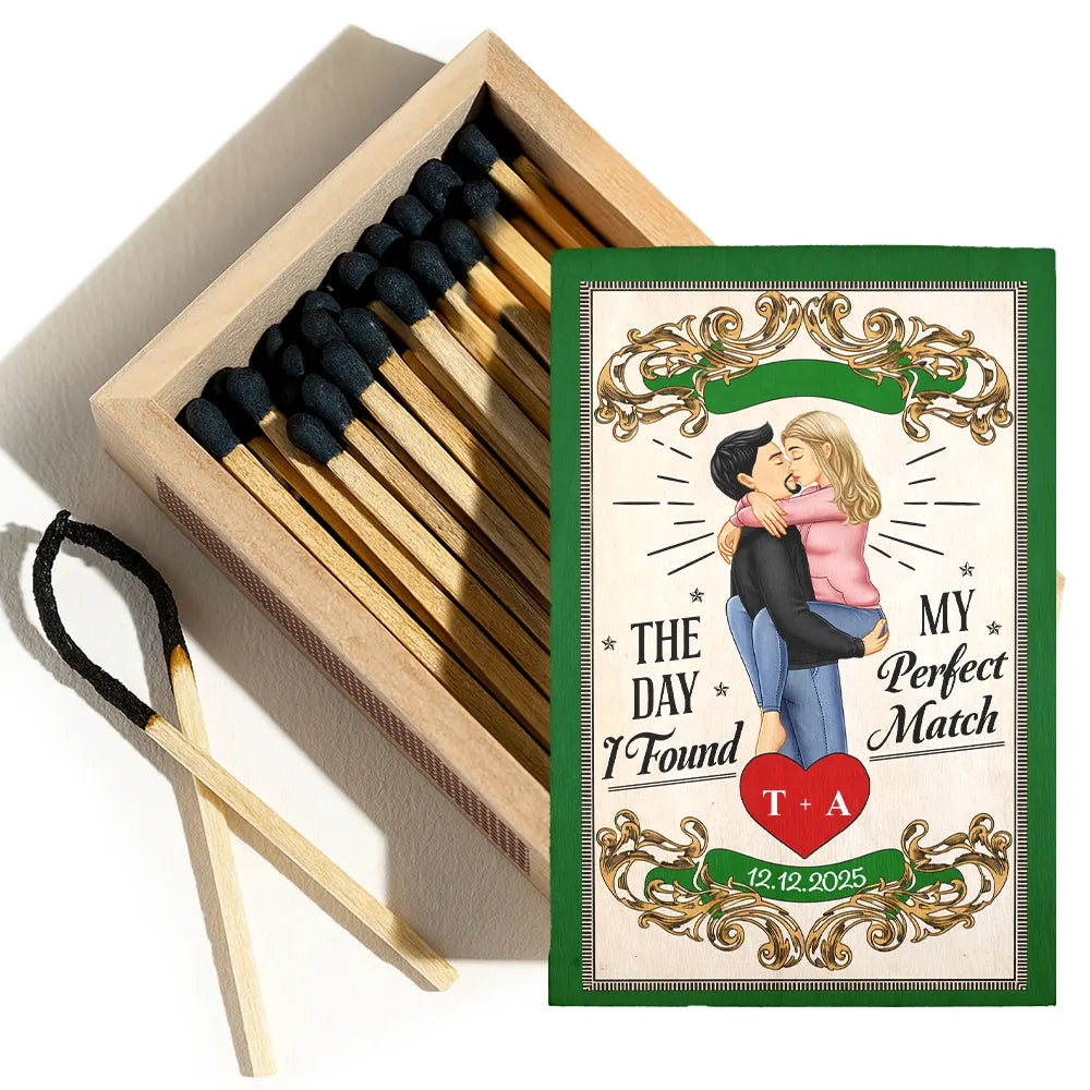 Gift For Couples, Gift For Husband, Gift For Wife, Gift For Boyfriend, Happy - The Day I Found My Perfect Match - Personalized Wooden Matchbox