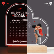 Gift For Couples,Gift For Husband,Gift For Wife,Gift For Girlfriend,LGBT,Love - The Day It All Began - Personalized 3D Led Light Wooden Base