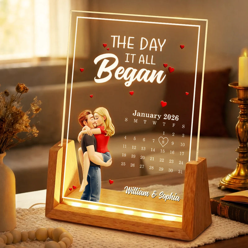 Gift For Couples,Gift For Husband,Gift For Wife,Gift For Girlfriend,LGBT,Love - The Day It All Began With Couple Names - Personalized Night Light