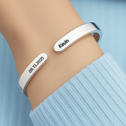 Gift For Yourself,Gift For Women,Gift For Mother,New Mom,New baby,Love  - The Day You Became My Mommy - Personalized Bangle Bracelet Cuff