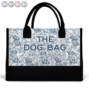 Happy, Dog Lovers, Dog Mom, Cat Lovers, Pet Lovers - The Dog Bag Chinoiserie Toile - Personalized Canvas Tote Bag