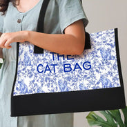 Happy, Dog Lovers, Dog Mom, Cat Lovers, Pet Lovers - The Dog Bag Chinoiserie Toile - Personalized Canvas Tote Bag