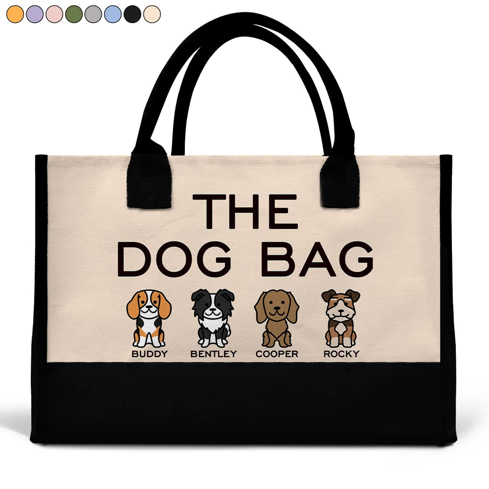 Pet Mom,Cat Lovers,Pet Lovers,Dog Lovers,Cat Mom,Dog Mom,Happy - The Dog Bag Color Stick Figure Dog Cat - Personalized Canvas Tote Bag