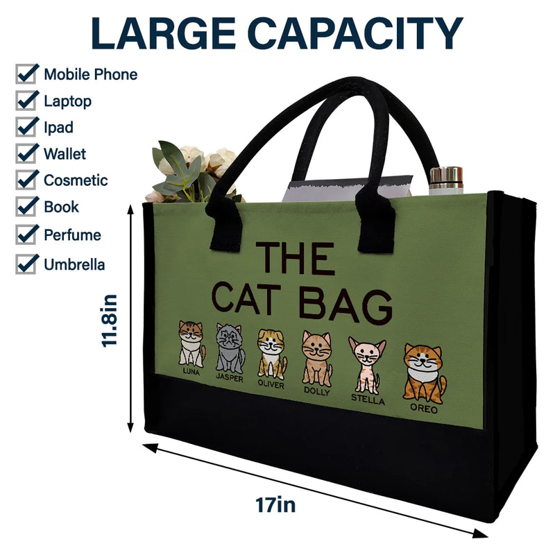 Pet Mom,Cat Lovers,Pet Lovers,Dog Lovers,Cat Mom,Dog Mom,Happy - The Dog Bag Color Stick Figure Dog Cat - Personalized Canvas Tote Bag