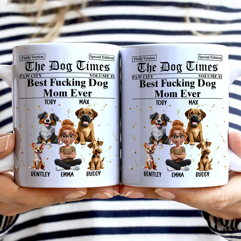 Dog Lovers,Dog Mom,Dog Dad,Funny - The Dog Times Best Dog Mom Ever - Personalized White Edge-to-Edge Mug