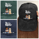 Dog Mom, Dog Dad, Dog Lovers, Happy - The Dogmother Dogfather - Personalized Vintage Washed Denim Cap