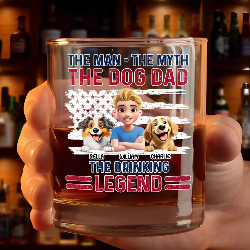 Pet Lovers,Pet Mom,Pet Dad,Dog Lovers,Dog Mom,Dog Dad - The Drinking Legend - Personalized Whiskey Glass