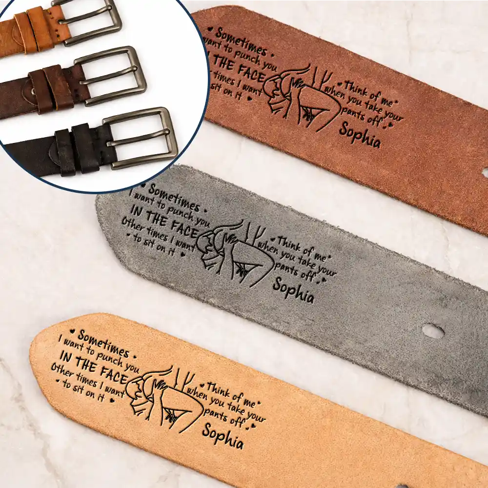 Gift For Husband,Gift For Boyfriend,Gift For Couples,Funny - The Face I Want To Sit On Spicy Couple - Personalized Cowhide Leather Belt