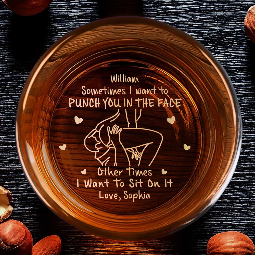Gift For Husband,Gift For Boyfriend,Gift For Couples,Funny - The Face I Want To Sit On Spicy Couple - Personalized Engraved Whiskey Glass