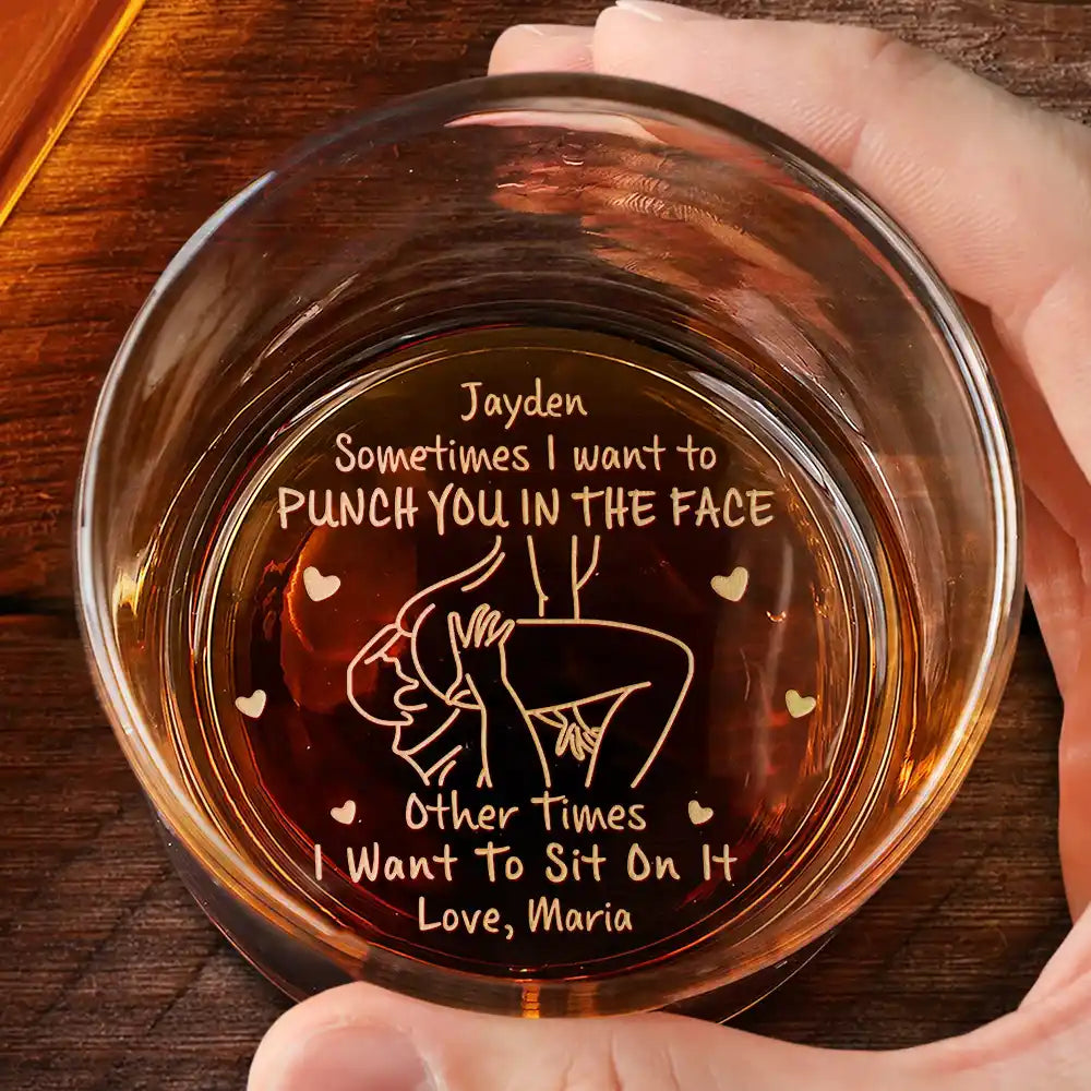 Gift For Husband,Gift For Boyfriend,Gift For Couples,Funny - The Face I Want To Sit On Spicy Couple - Personalized Engraved Whiskey Glass