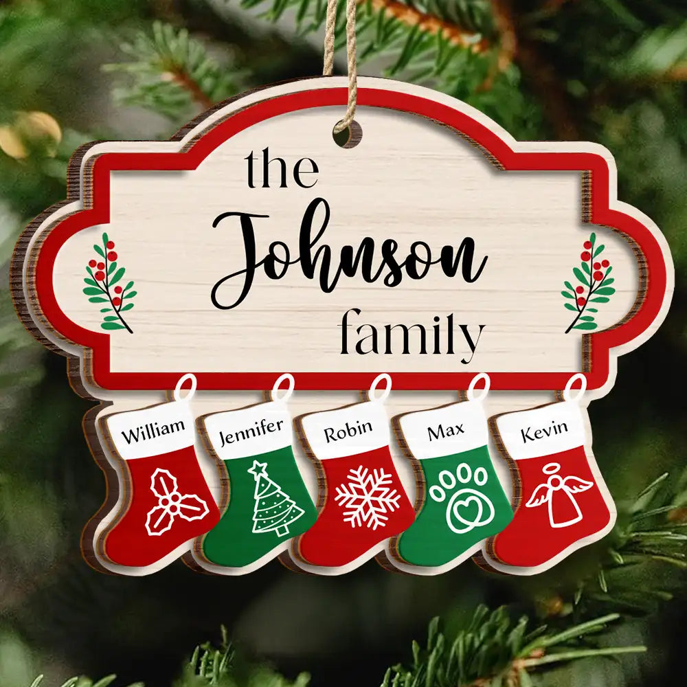 The Family Stockings - Personalized 2-Layered Wooden Ornament