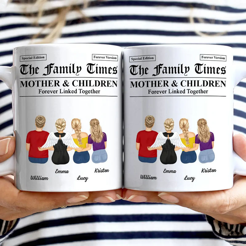 Gift For Mother,Mom - Daughters (Adult),Mom - Daughters (Young),Mom - Sons,Mom - Children,Gift For Son,Gift For Daughter,Love - The Family Times Mother And Daughters Sons Newspaper Theme - Personalized Mug