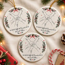 Sentimental,Christmas,Family,Icon - The Greatest Gift Sibling Brother Sister Hands Line Art - Personalized Circle Ceramic Ornament