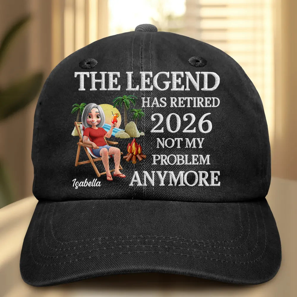 The Legend Has Retired 3D Embroidery Effect - Personalized Vintage Washed Denim Cap