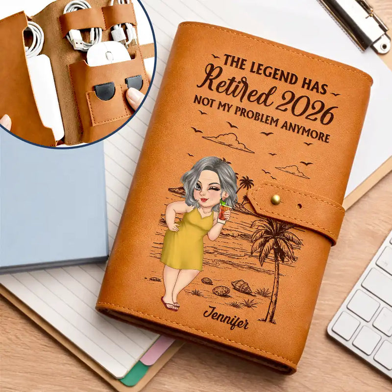 Retirement,Gift For Men,Gift For Women,Happy - The Legend Has Retired Turban Woman Man - Personalized Leather Cable Bag