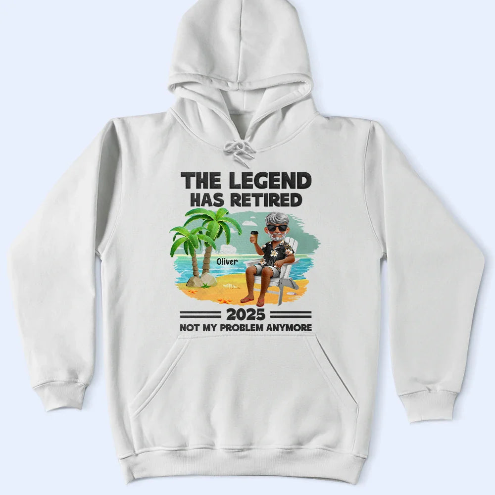 Retirement, Gift For Wife, Gift For Husband, Gift For Yourself, Gift For Women, Gift For Men, Gift For Grandpa, Gift For Father, Gift For Mother, Gift For Grandma, Funny - The Legend Has Retired Vintage Cartoon - Personalized T Shirt