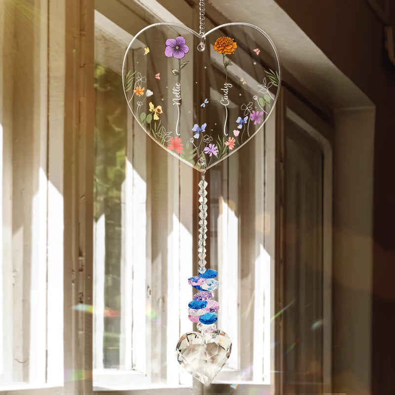 Gift For Mother,Mom - Daughters (Adult),Mom - Daughters (Young),Mom - Sons,Mom - Children,Gift For Daughter,Love - The Love Between A Mother And Her Children - Personalized Heart Crystal Suncatcher