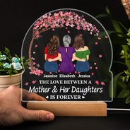 Gift For Women,Gift For Mother,Single Mom,Mom - Daughters (Adult),Mom - Daughters (Young),Mom - Sons,Mom - Children,Love - The Love Between A Mother & Her Daughters Sons - Personalized 3D Led Light Wooden Base