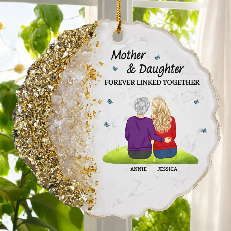 Sentimental,Gift For Children,Gift For Mother,Mom - Daughter (Adult),Gift For Daughter,Vector,Icon - The Love Between Mother And Daughters Is Forever - Personalized Resin Ornament