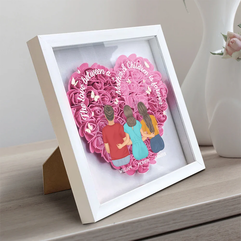 Gift For Mother,Gift For Daughter,Mom,Daughters ,Gift For Grandma - The Love Between Mother & Daughters Is Forever - Personalized Flower Shadow Box
