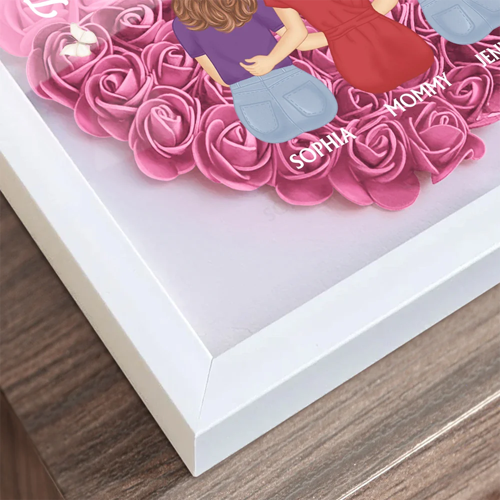 Gift For Mother,Gift For Daughter,Mom,Daughters ,Gift For Grandma - The Love Between Mother & Daughters Is Forever - Personalized Flower Shadow Box

