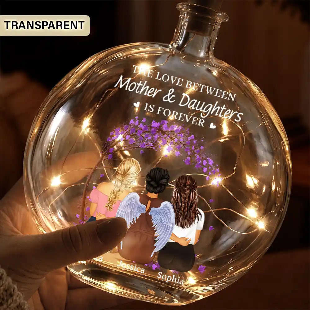Sentimental,Christmas,Gift For Mother,Vector - The Love Between Mother & Daughters Is Forever - Personalized Round Flat Bottle Light
