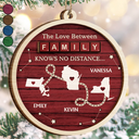 Christmas,Family,Gift For Bestie,Gift For Sisters,Gift For Brothers,Cousin - The Love Between Us Know No Distance Wooden States - Personalized 2-Layered Wooden Ornament