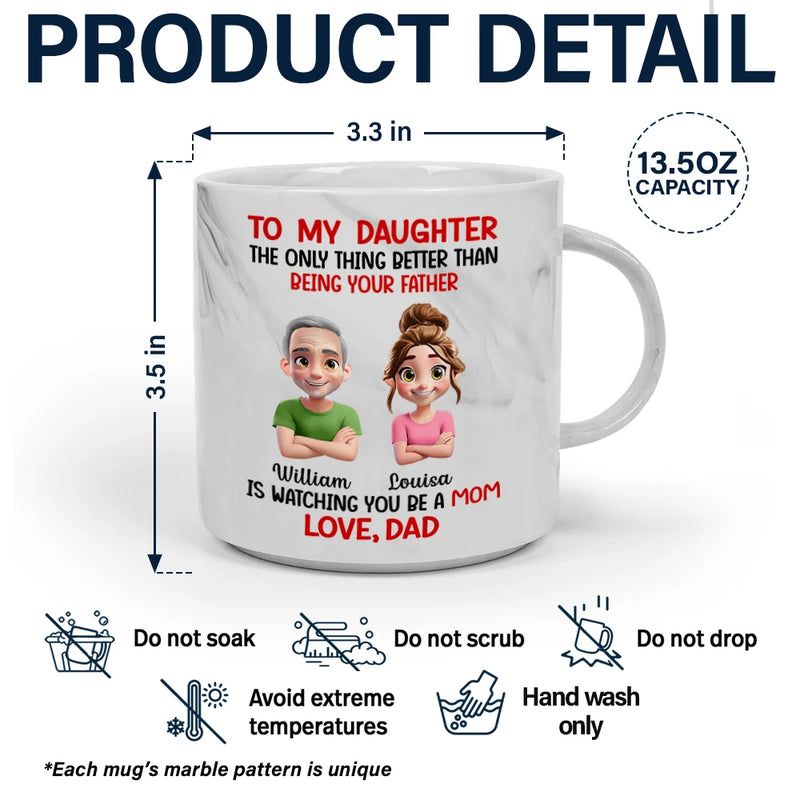 Dad - Daughters (Adult), Gift For Daughter, Mom - Daughters (Adult), Gift For Women, Happy, Top Market - The Only Thing Better Than Being Your Mother Father - Personalized Marble Mug