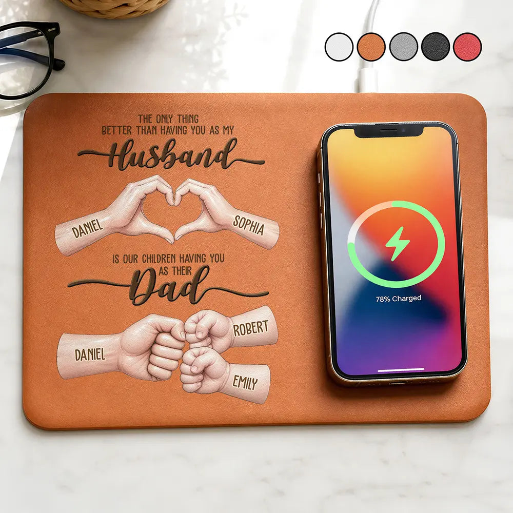 The Only Thing Better Than Having You As Husband - Personalized Leather Charging Mat