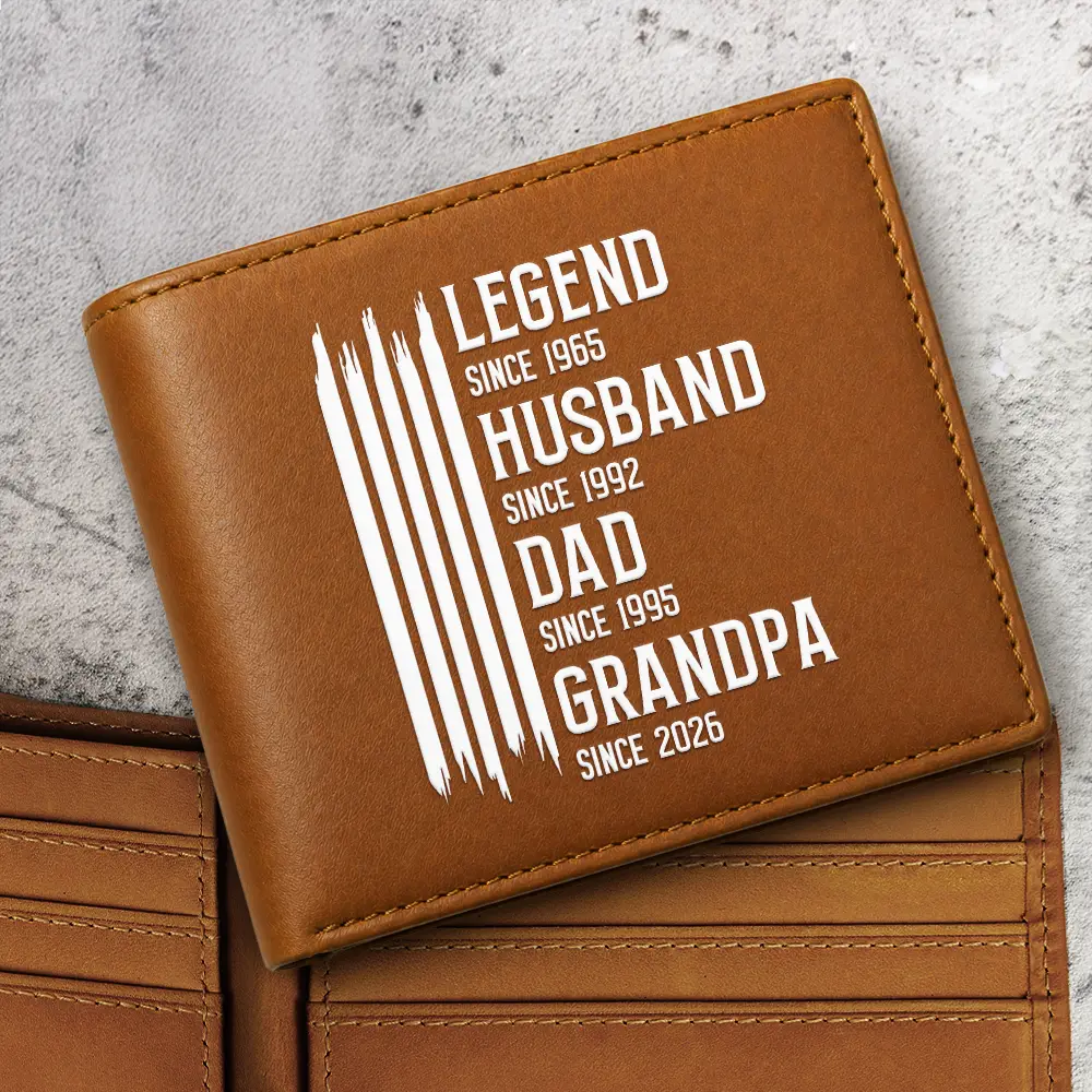 Gift For Father,Gift For Grandpa,Independence Day,Gift For Husband,Afro Dad,Non-Eng,Icon,Proud - The Original Legend Legend Husband Daddy Grandpa - Personalized Leather Wallet