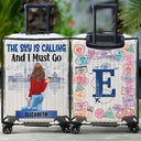 Gift For Women, Gift For Men, Summer, Travel, Happy - The Sky Is Calling Me - Personalized Clear Luggage Cover