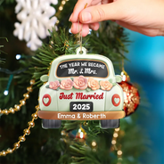 Love,Christmas,Gift For Wife,Gift For Husband,Gift For Couples,Married ,Engaged - The Year We Became Mr & Mrs 3D Effect - Personalized Custom Shaped Acrylic Ornament