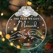 Gift For Couples,Christmas,Engaged,Married ,Anniversary,Love,Gift For Husband,Gift For Girlfriend,Gift For Boyfriend,Gift For Wife - The Year We Got Engaged - Personalized Custom Shaped Acrylic Ornament