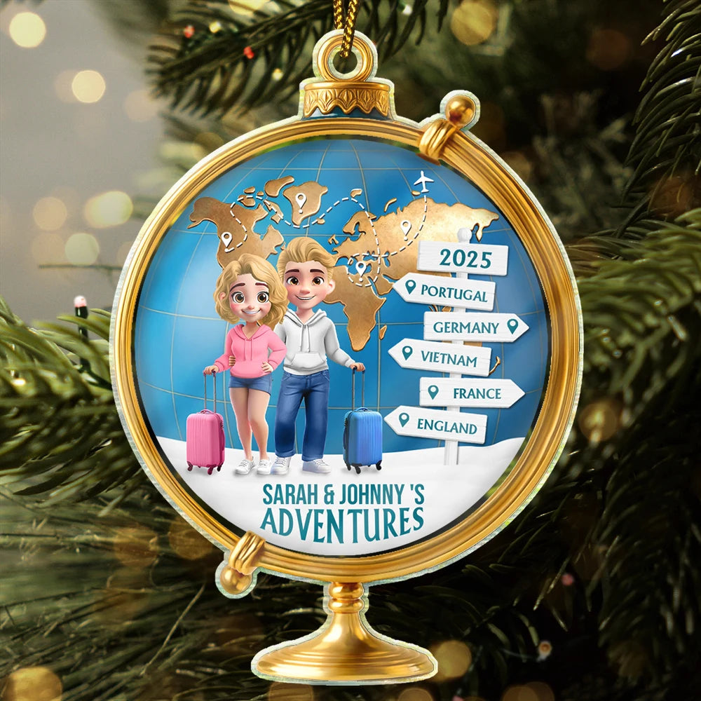 The Year We Visited Around The Globe - Personalized Custom Shaped Acrylic Ornament