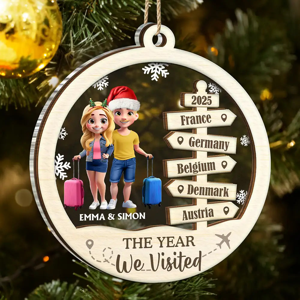 The Year We Visited Travel Ornament - Personalized 2-Layered Mix Ornament