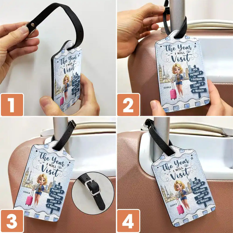 Travel,Gift For Couples,Gift For Husband,Gift For Wife,Happy - The Year We Will Visit Travel Couple Yourself - Personalized Luggage Tag