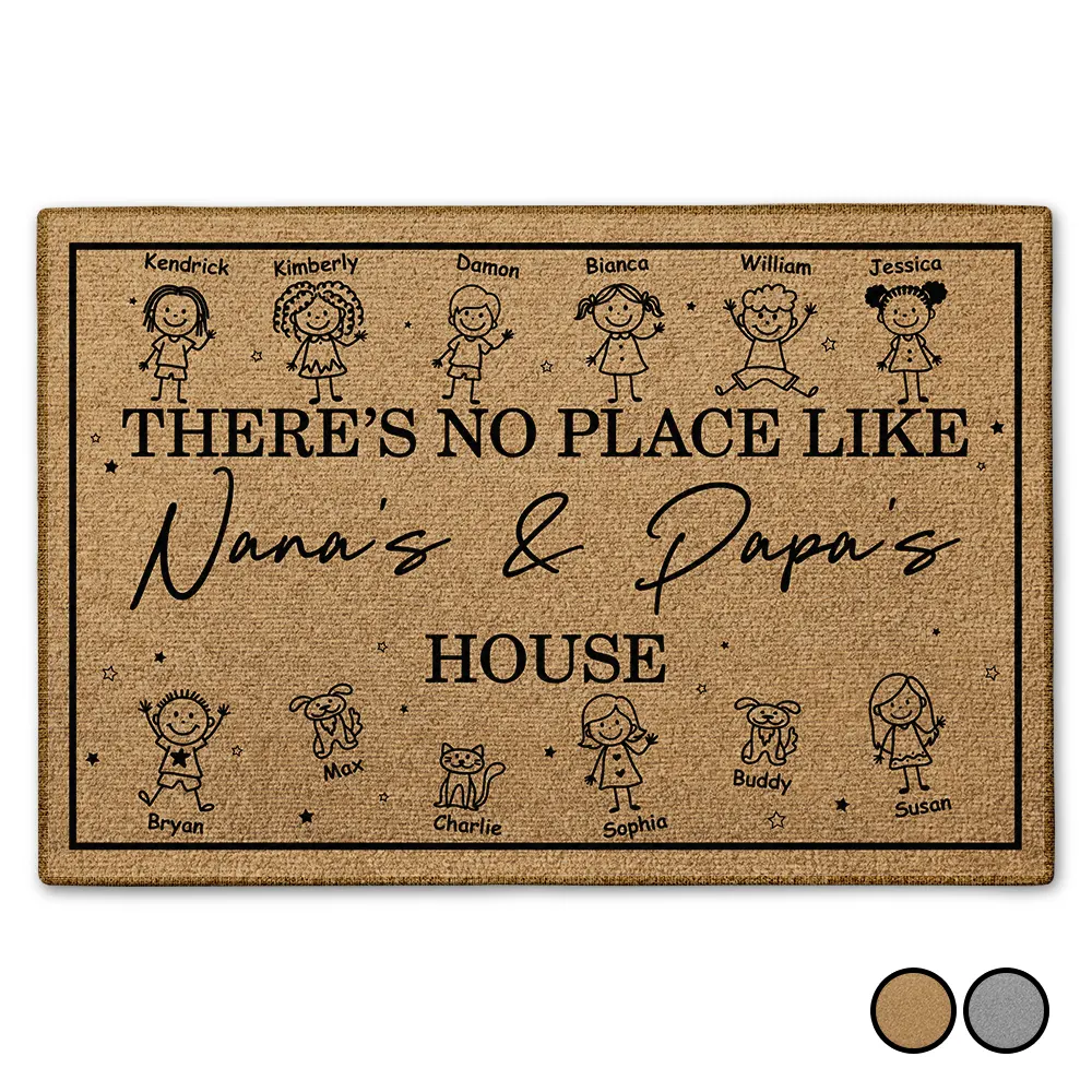 There's No Place Like Nana Papa's House Grandparents - Personalized Doormat