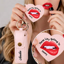 Gift For Girlfriend, Gift For Wife, Gift For Women, Love - These Lips Belong To - Personalized Leather Lipstick Case Keychain With Mirror