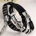 Gift For Father, Parents, Gift For Mother, Happy, Gift For Husband, Gift For Wife, Gift For Grandpa, Gift For Grandma - This Dad Belongs To - Personalized Leather Braided Bracelet