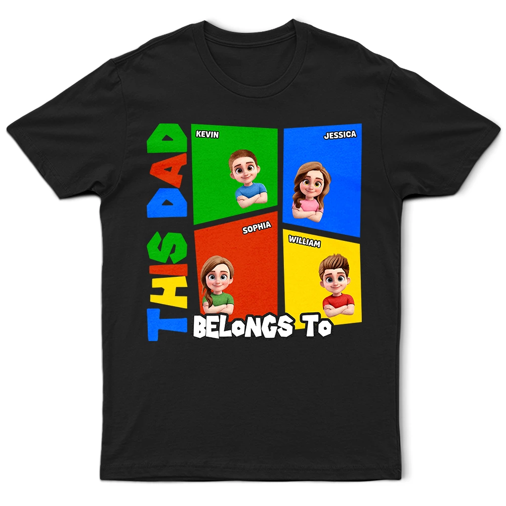 Gift For Father,Gift For Grandpa,Non-Eng,Vector,Humorous - This Dad Papa Belongs To Basic Color Arcade Theme - Personalized T Shirt