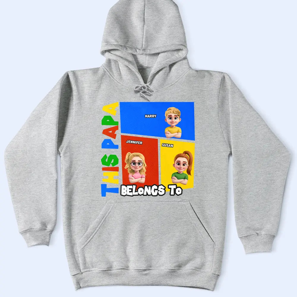 Gift For Father,Gift For Grandpa,Non-Eng,Vector,Humorous - This Dad Papa Belongs To Basic Color Arcade Theme - Personalized T Shirt