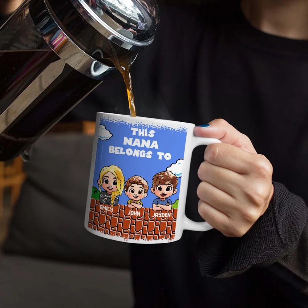 Gift For Father,Gift For Grandpa,Funny - This Daddy Belongs To Kids Pixel Art - Personalized White Edge-to-Edge Mug