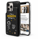 Gift For Grandpa, Gift For Grandma, Gift For Grandparents, Gift For Mother, Gift For Father, Happy, Stick Figure - This Grandma Grandpa Belongs To Kids Pet - Personalized Leather Flip Wallet Phone Case