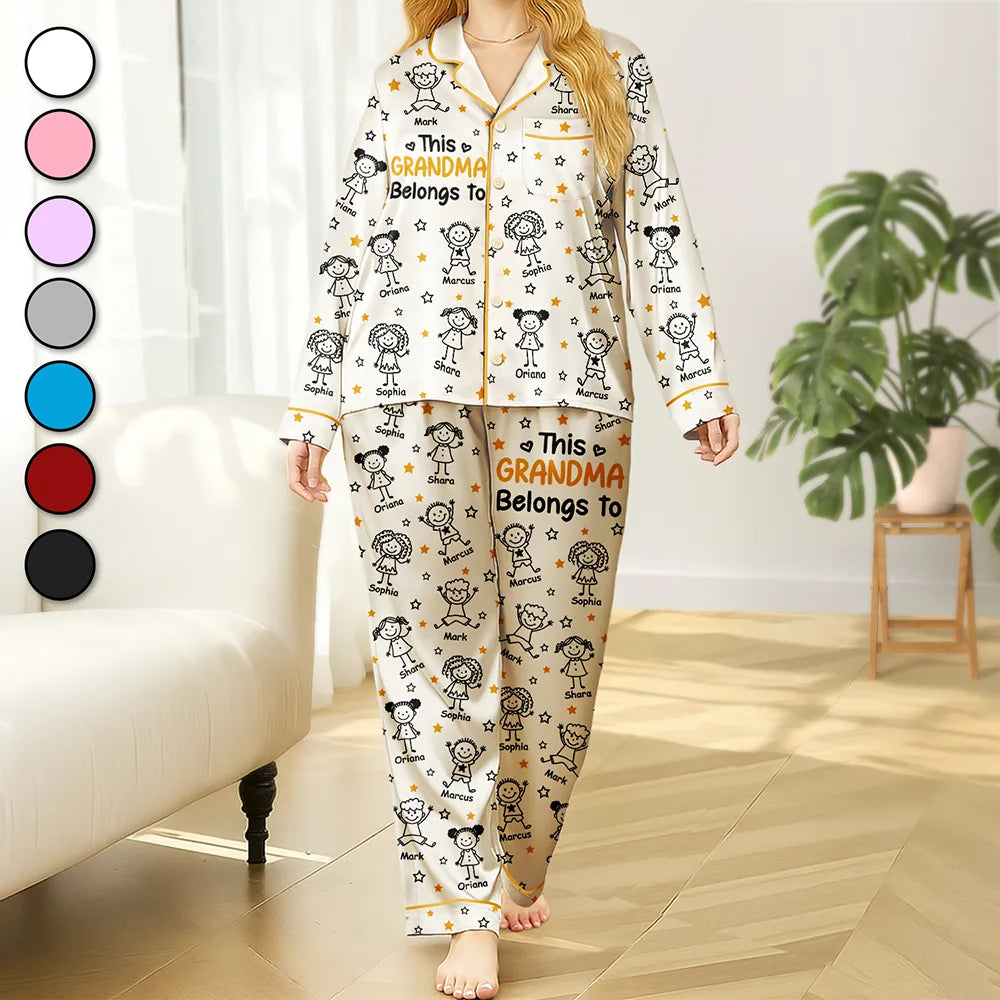 This Grandma Mom Belongs To Kids Pet - Personalized Satin Pajama Set