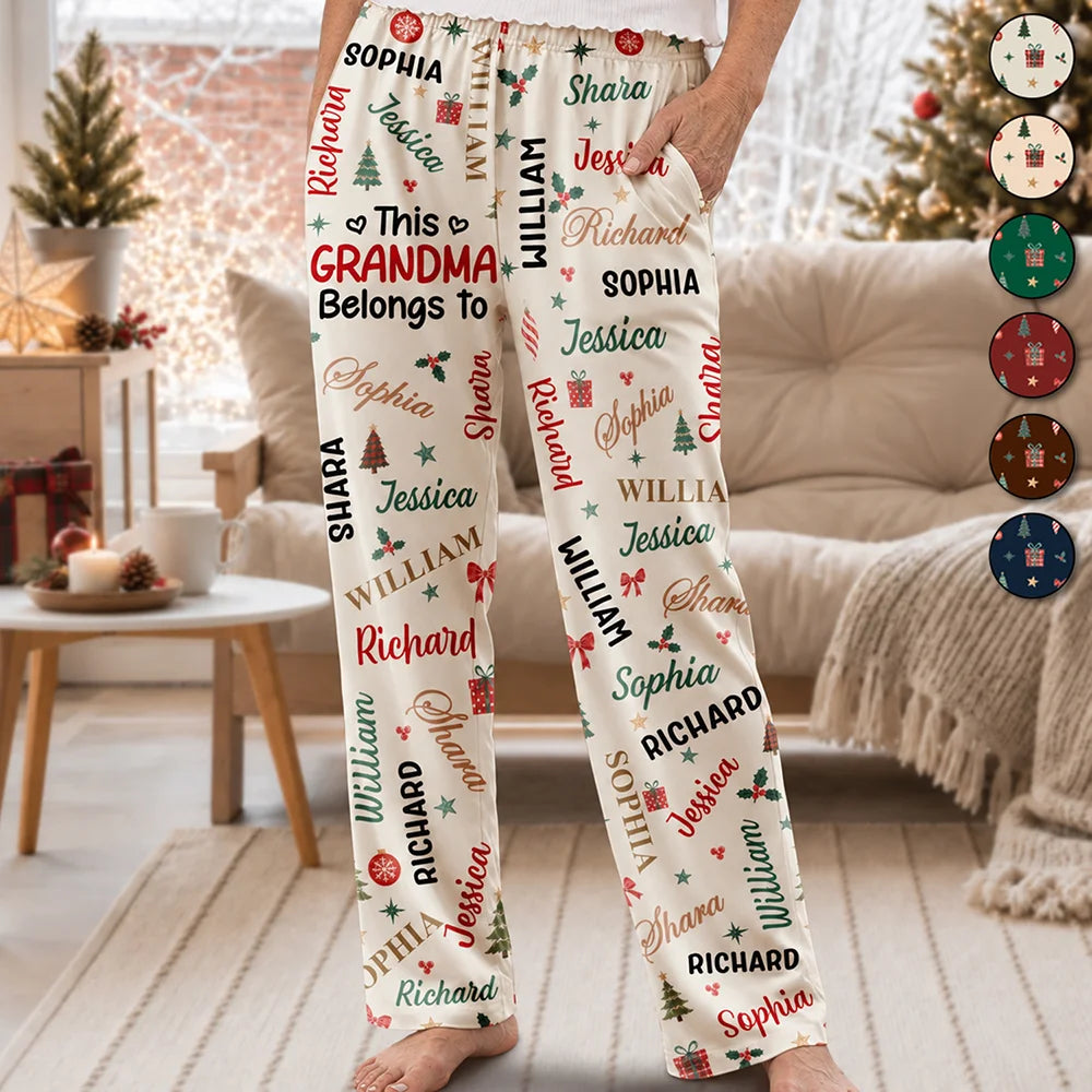 This Grandma Mommy Belongs To Kid Names - Personalized Pajama Pants