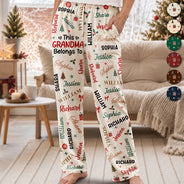 Gifts For Her,Christmas,Gift For Grandma,Icon,Happy - This Grandma Mommy Belongs To Kid Names - Personalized Pajama Pants