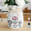 Gift For Mother,Gift For Grandma,Love - This Grandma Mommy Belongs To Kids Pet - Personalized Ribbon Tie Flower Vase
