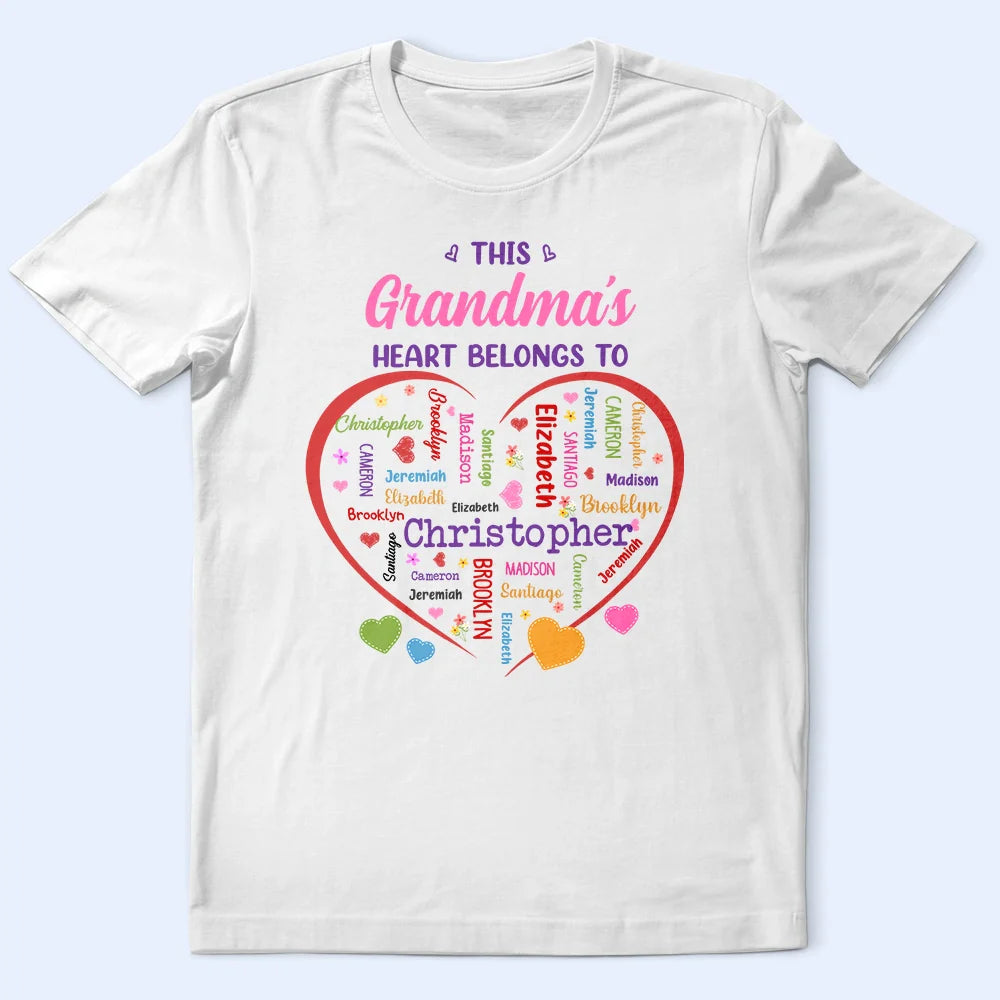 This Grandma's Heart Belongs To - Personalized T Shirt